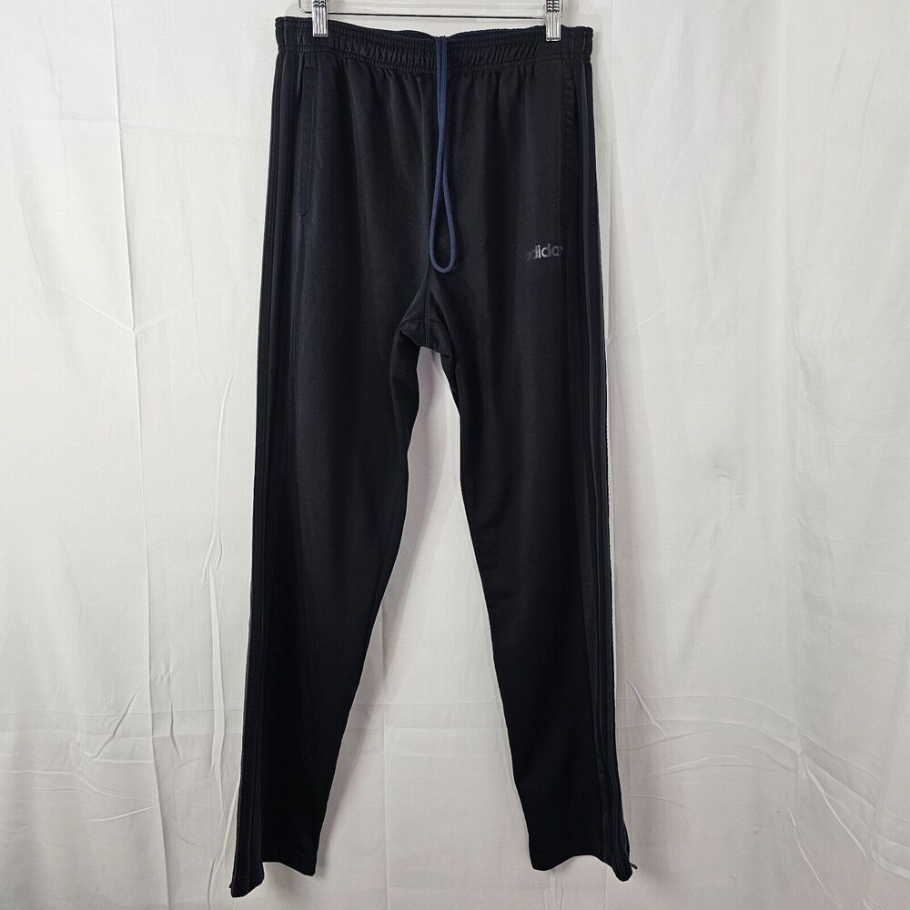 Adidas Pants Mens Large Black Track Three Stripe Prime Green Joggers‎ Sweatpants